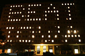 Lighted dorm windows