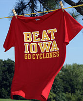 'Beat Iowa' T-shirt on clothesline