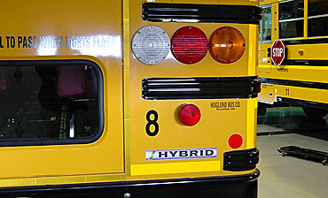 Iowa's first two hybrid school buses.