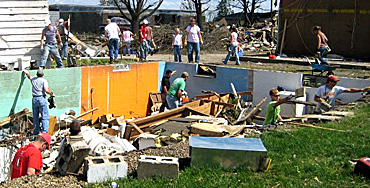 Tornado clean-up efforts.