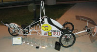 Iowa State's human powered vehicle and the nine awards the team brought back to campus.