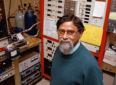Vikram Dalal in his Iowa State University research lab.