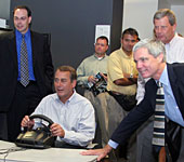 Reps. Tom Latham, R-Iowa, and John Boehner, R-Ohio, visit the Virtual Reality Applications Center