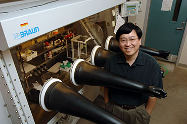 Victor Lin in his chemistry lab
