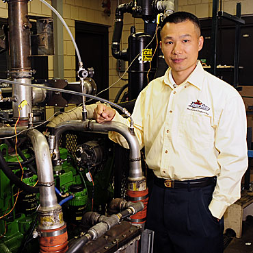 Song-Charng Kong in his Iowa State combustion lab.